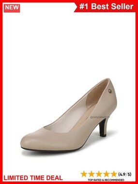 Women's Low Heel Round Toe Pump Faux Leather Comfort Work Shoe